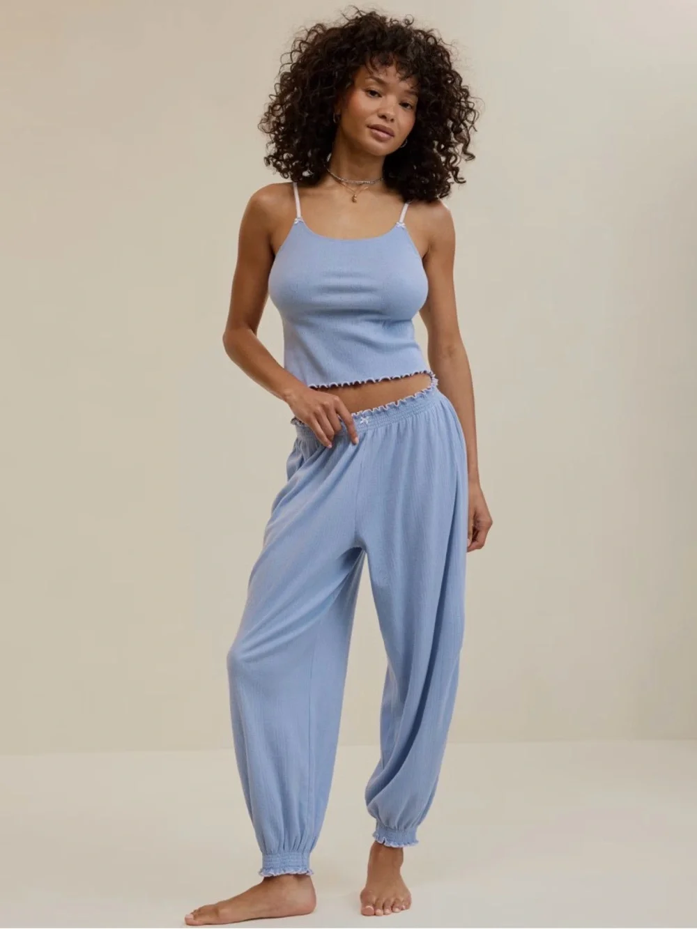 SET Aerie Pointelle Balloon Pajama Pant and Pointelle Pajama Tank
